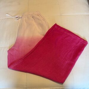 Puro Lino Made in Italy 100% Linen Ombre Pink Drawstring Pants Women’s Small Est